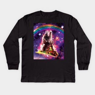 Space Cat Llama Sloth Riding Taco Kids Long Sleeve T-Shirt